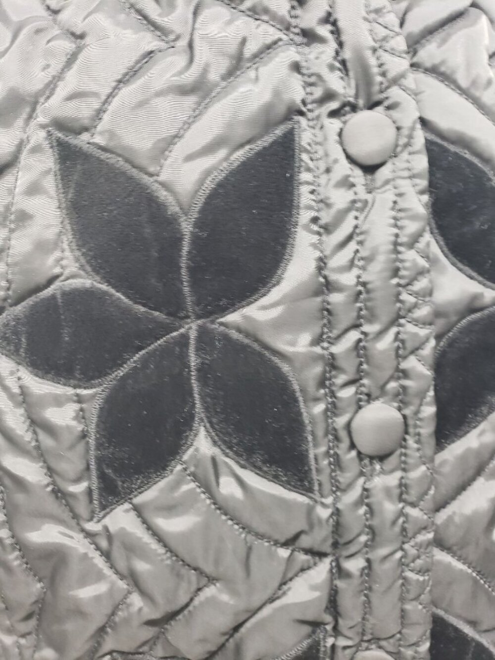 Free People Quinn Black Quilted Velvet Jacket Boho Floral Puff Sleeve Cropped S - Picture 5 of 14